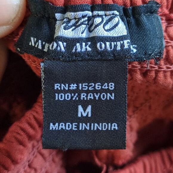 Nation AK Outfitters Wide Leg Harem Pants Womens M Red Boho Loose Baggy NAOO - Picture 5 of 7